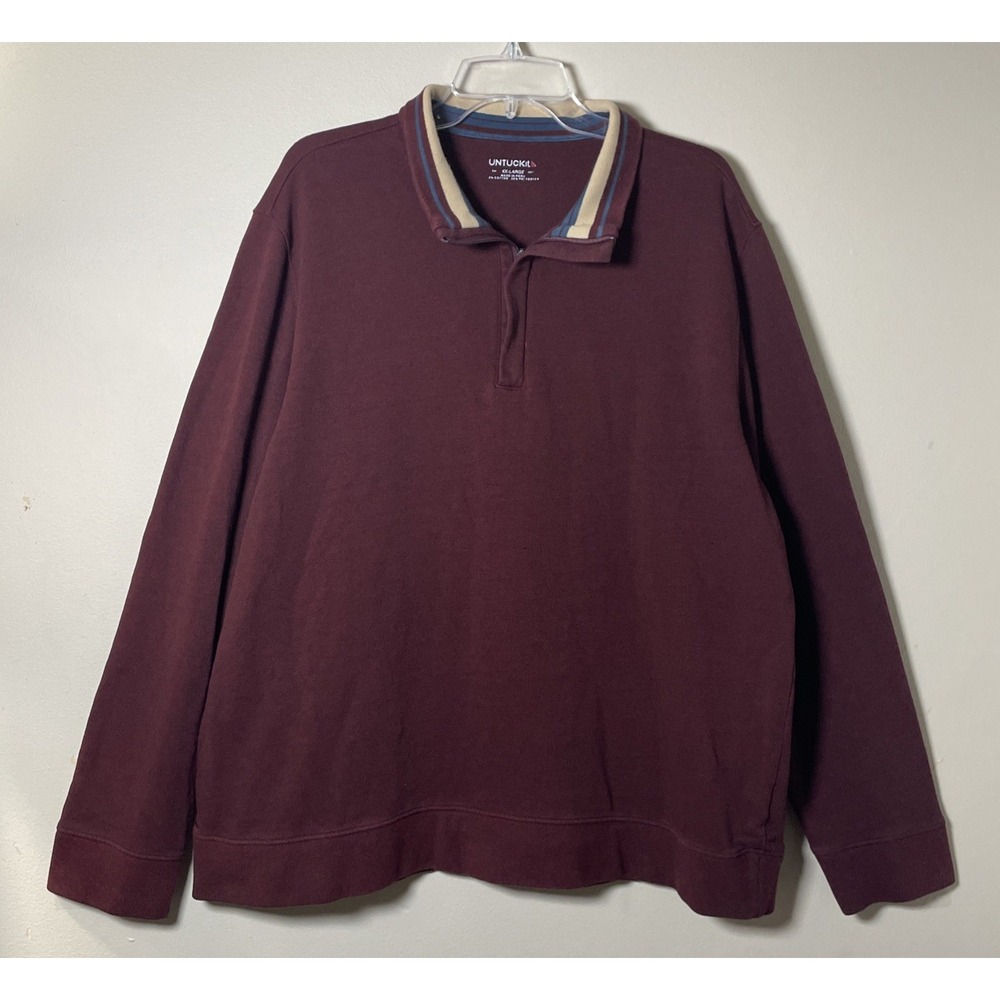 UNTUCKit Maroon Red XXL 1/4 Zip Pull Over Mens Long Sleeve Sweatshirt Sweater